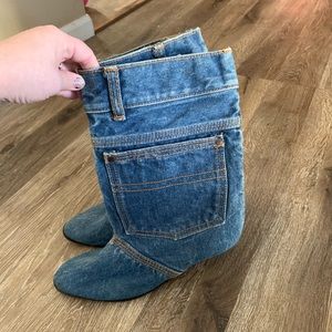 Denim boots